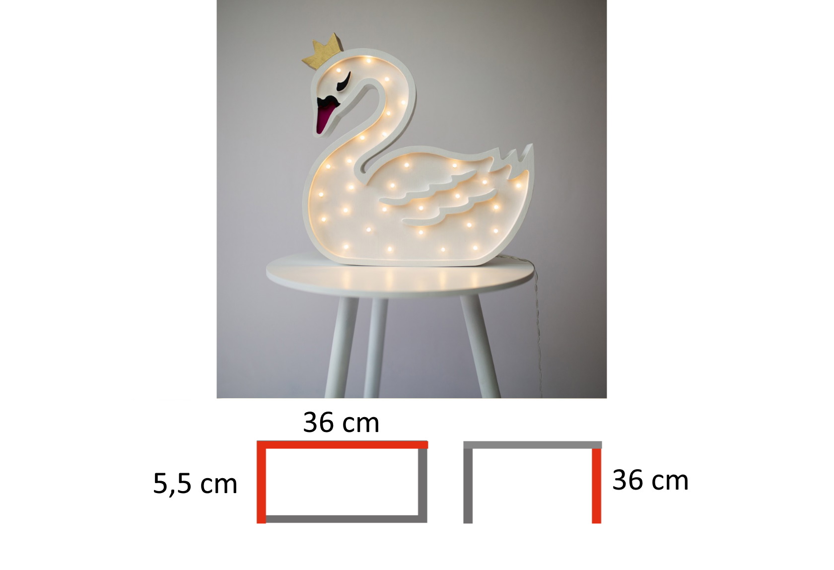 lampka dla dziecka łabędź, lampki do pokoju dziecka, lampki drewniane